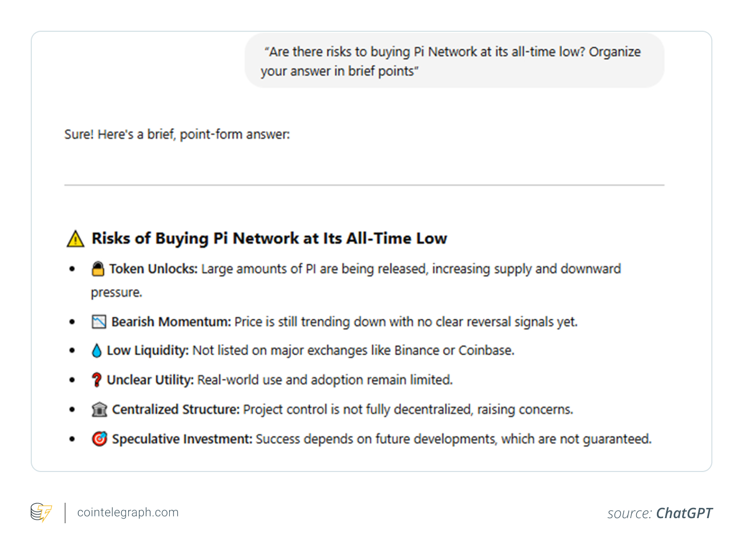 ChatGPT, Pi ağıyla ilişkili riskleri tartışıyor ChatGPT, Pi ağıyla ilişkili riskleri tartışıyor